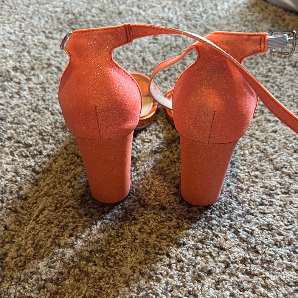 Allegra K Orange Chunky Block Heels